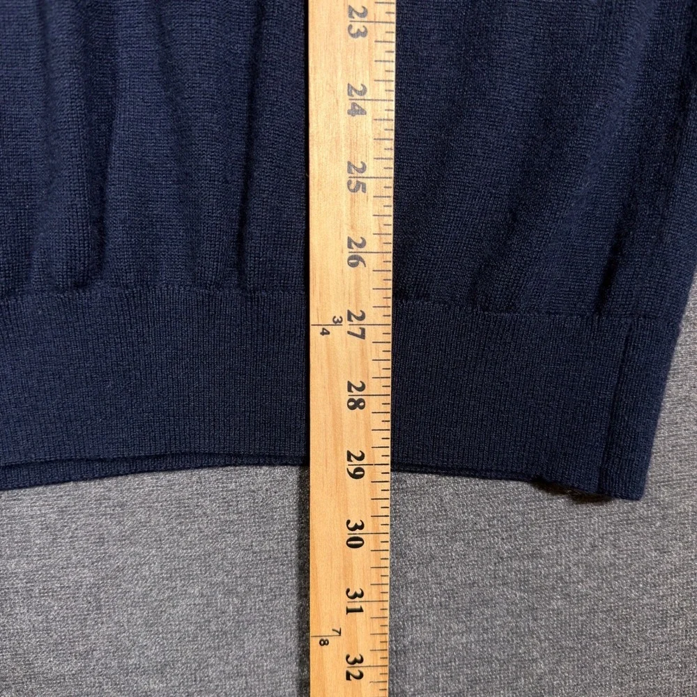 Banana Republic Quarter Zip Sweater Mens Large Blue Merino Wool Blend Mock Neck